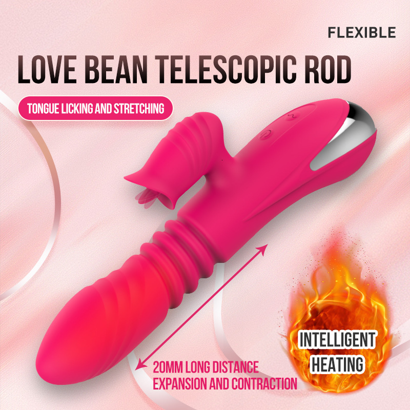 Haoqi Fun New Silicone Telescopic Wand Heating Tongue Licking Vibrator Adult Sex Toy