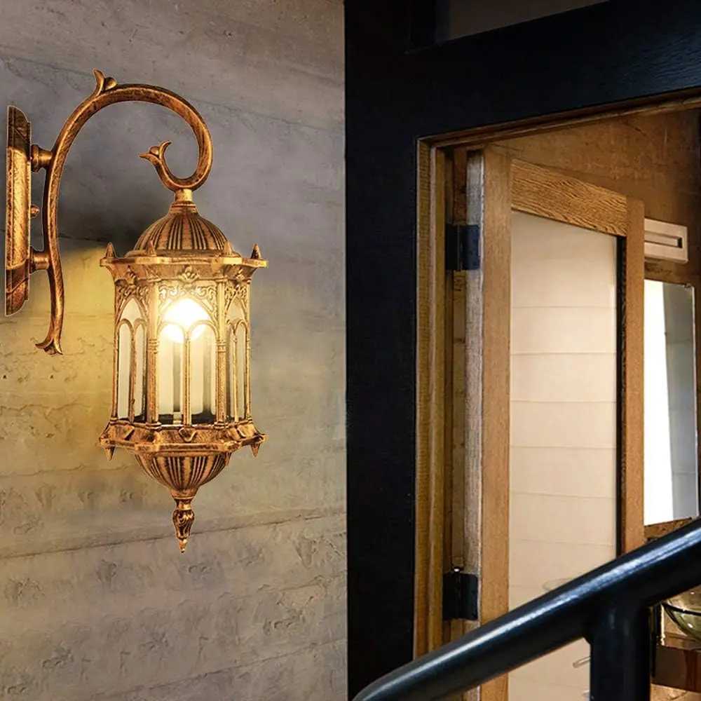 Outdoor Wall Light Lamp Antique Sconce Lantern Porch Lighting Exterior Fixture IP55 Waterproof E27 Bulb (Not Included) XJ250624