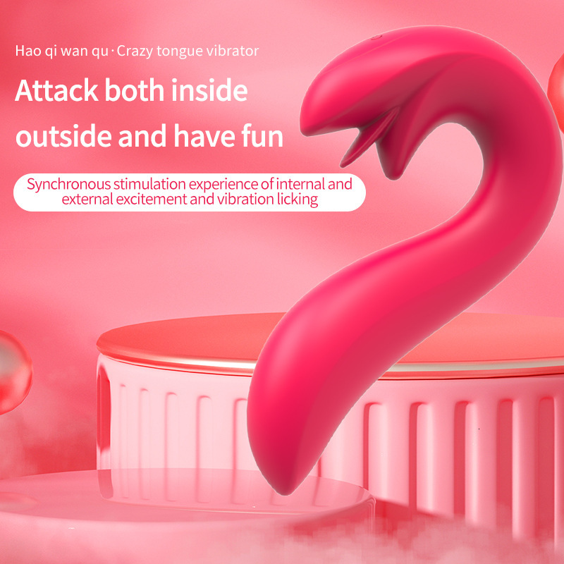 Adult Sex Toys Double-Ended Vibrating AV Wand Female Masturbation Toy Tongue Licker Massager
