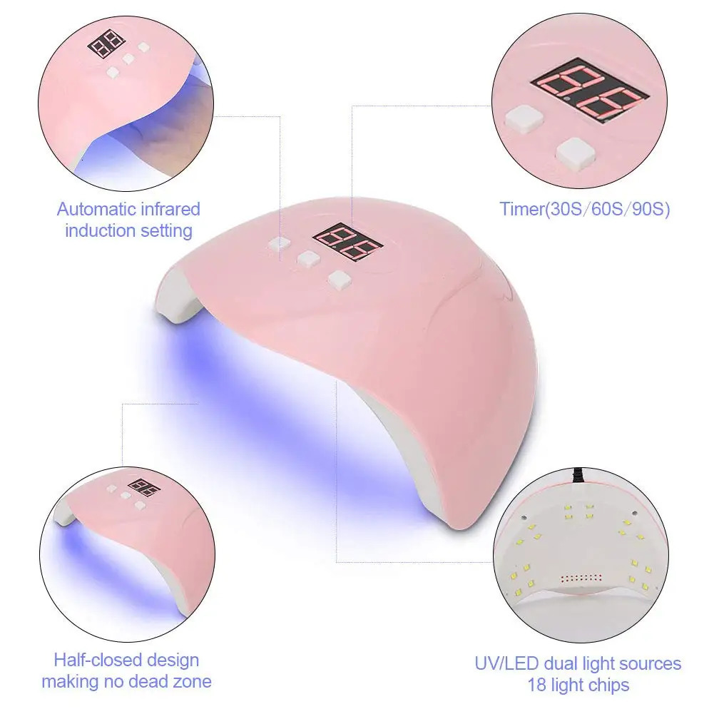 LINMANDA Professional Nail Lamp with 3 Timer Presets Auto Sensor Gel Polish Nail Dryer Curing Lamps for Manicure Home and Salon 250625