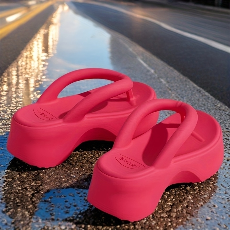 Thick-Soled Flip-Flops Womens Wedge-Heeled Eva Slippers Summer Outer Wear Non-Slip Heightening Sandals Summer Sandals 250609