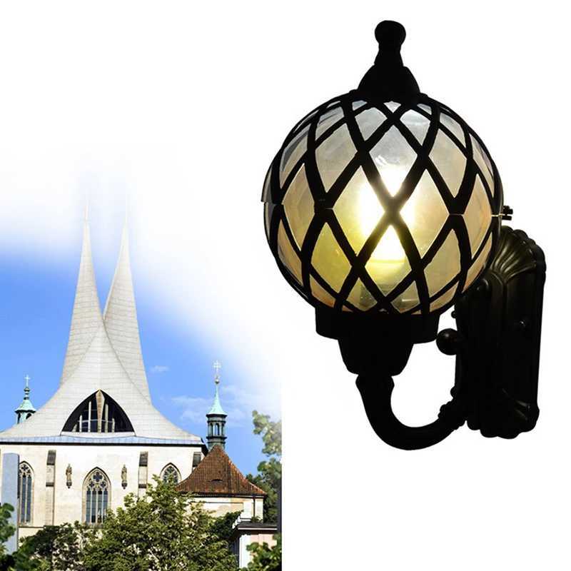 European Outdoor Waterproof Wall Lamp Balcony Garden Yard Decor LED Lighting Creative Glass Ball Black Aluminum Lighting FixtureXJ250624