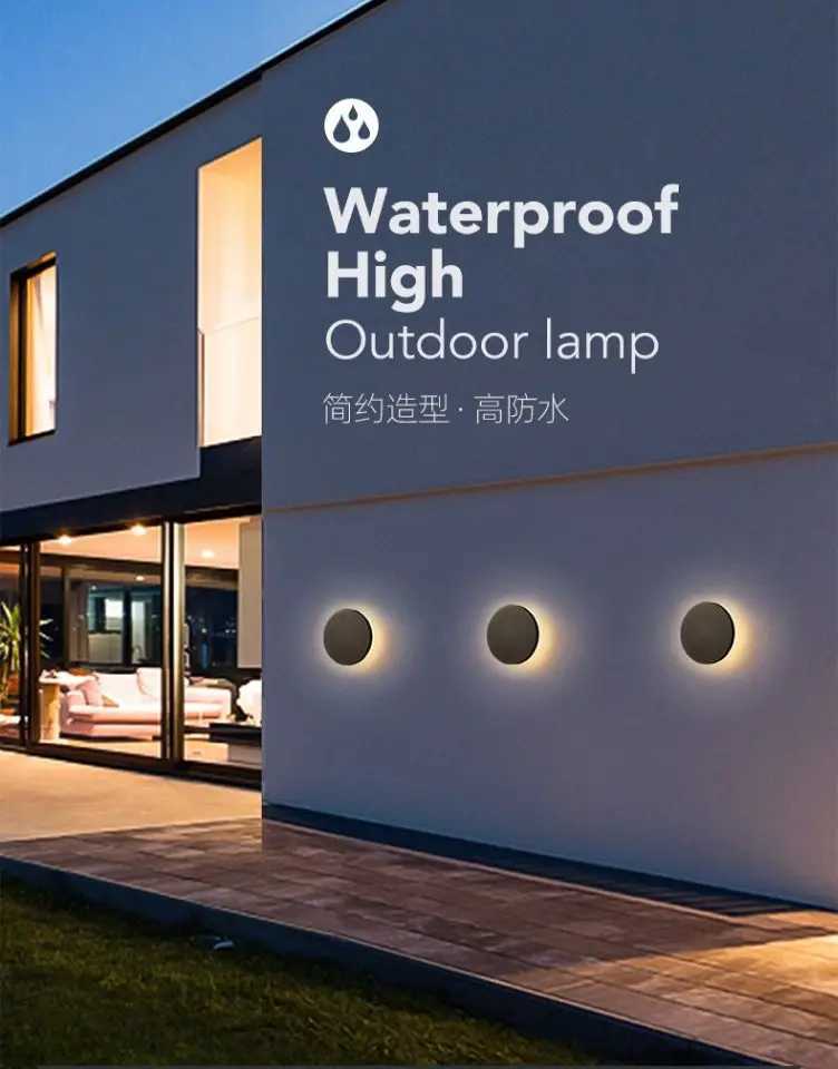 LED Waterproof Outdoor Wall Lights Round Home Decorative Wall Lamp for Garden Balcony Porch French Front Door IP65 XJ250624