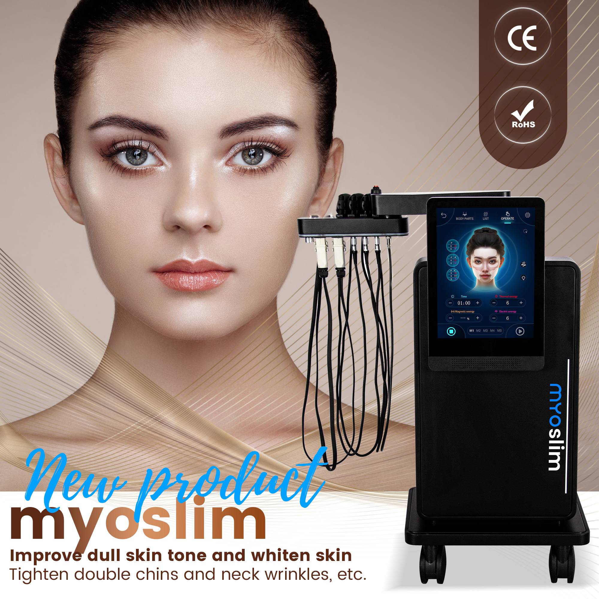 2025 New MyoSlim Electric Muscle Stimulator Forehead Cheek Lifting Face Muscle Tightening Skin Face Lifting Skin Tightening Face Muscle Build