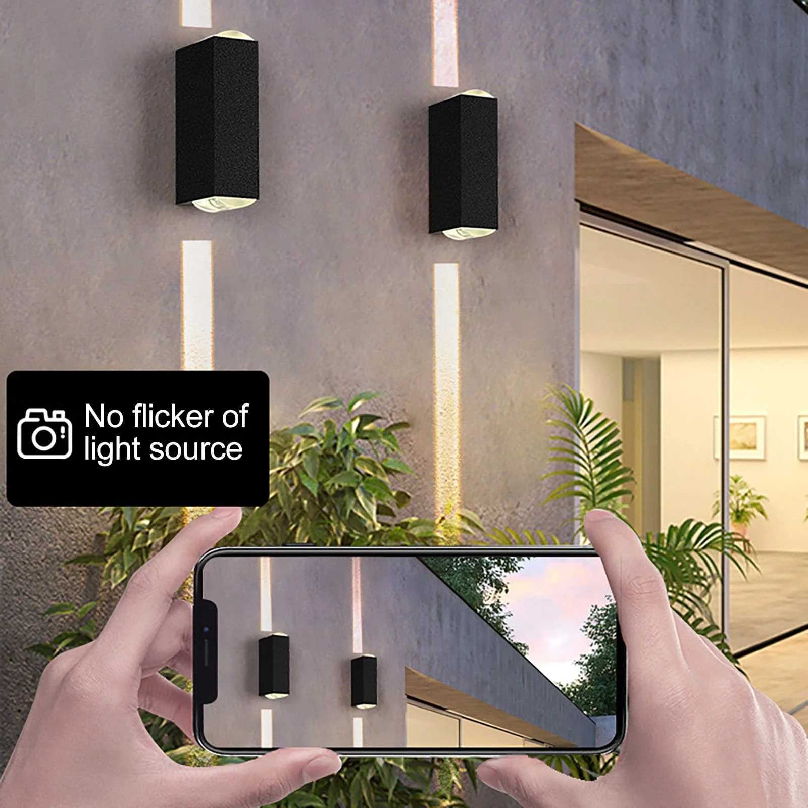 Outdoor Wall Lights LED Up Down Exterior Lighting IP65 Waterproof Outdoor Light Aluminum Modern Patio Wall Light Fixture Black XJ250624