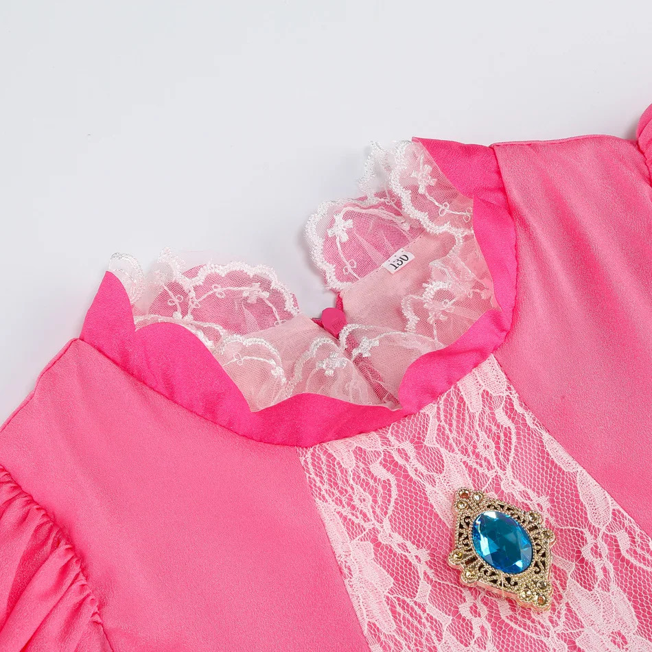 Pumber Bros Video Game Movie Cosplay Girl Peach Dress up Lace Ball Gown Princess Costume Kid Cute Halloween Clothing Dress 2-10Y 250624CJ