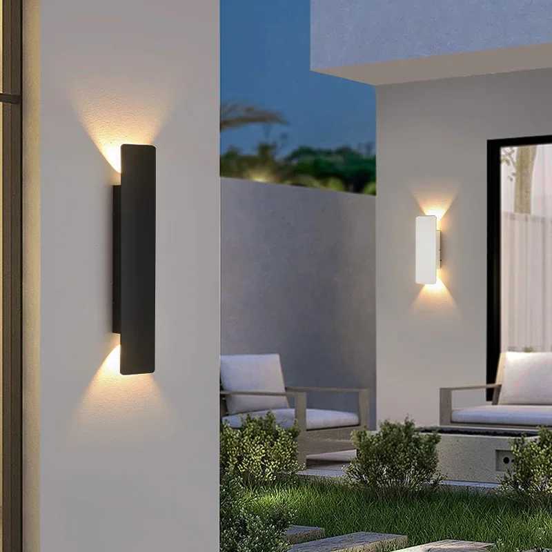 Outdoor Waterproof Wall Lamps Strip Aluminum Wall Lights 18W LED Black Wall Lamp Bedroom Exterior Outdoor Lighting FixturesXJ250624