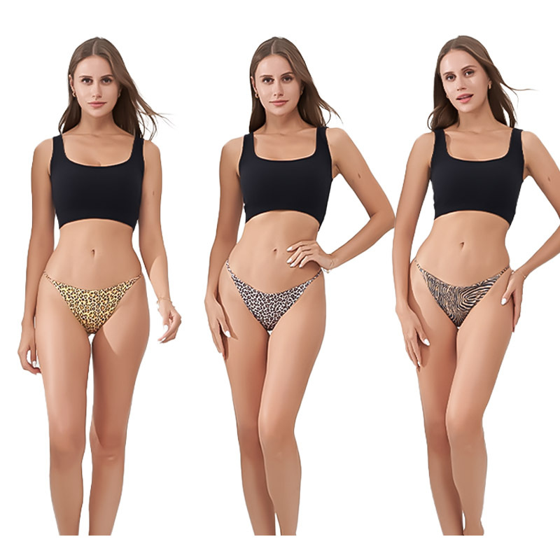 Leopard print thong women's slim strap low waist sexy triangle pants breathable invisible spot wholesale