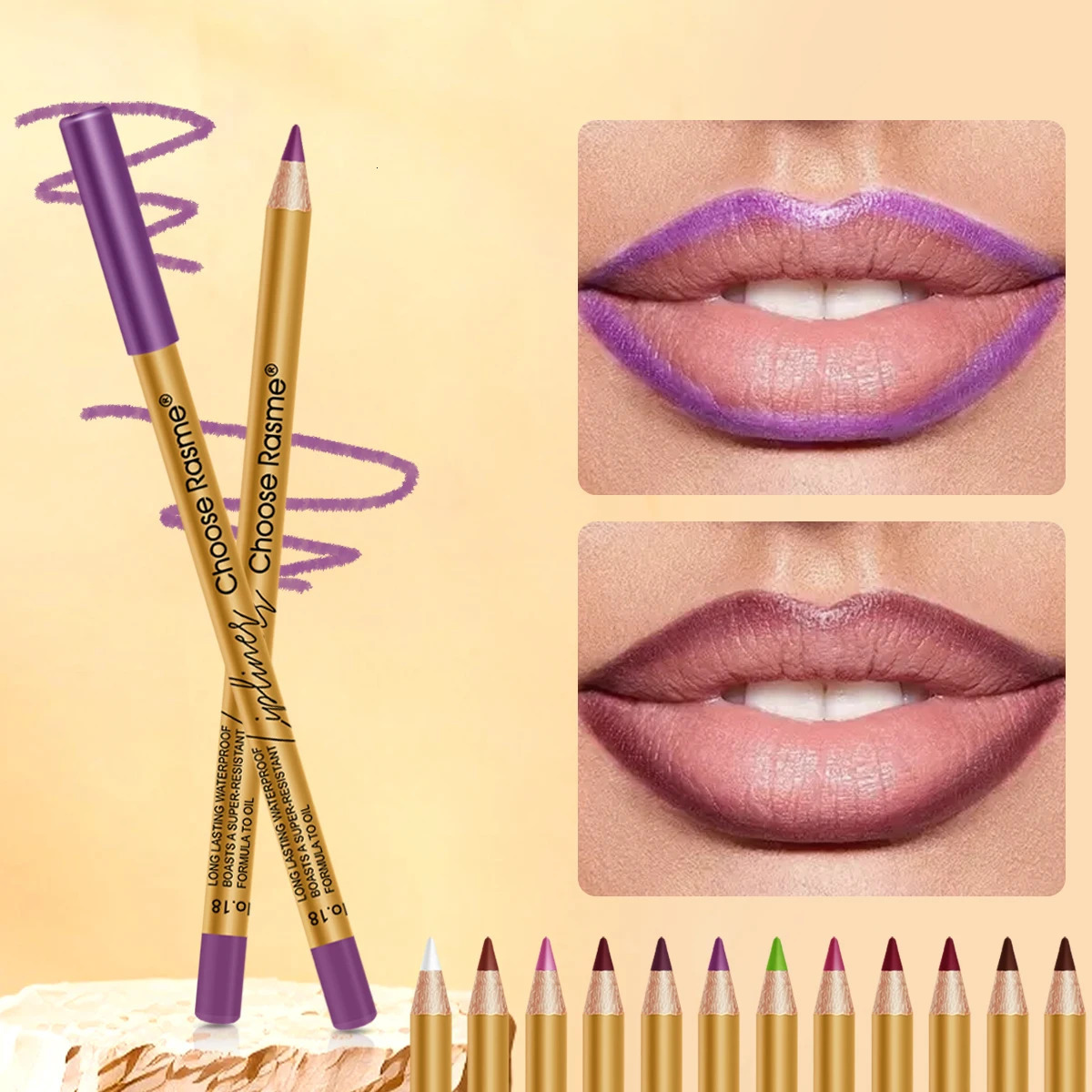 12 Color Long Lipstick Lipliner Waterproof and Sweat-proof Natural Easy Makeup Lasting Lipliner Lip Makeup Tool 250625