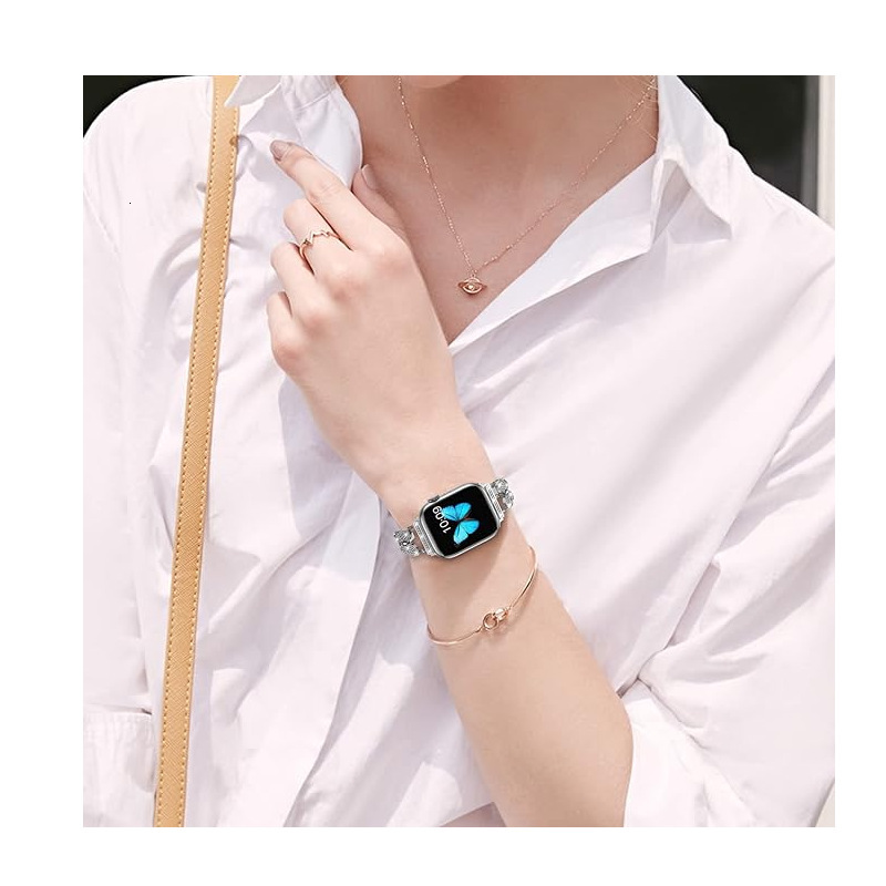 Luxury High End Metal Butterfly Diamond Inlaid Straps for All Series of Apple iWatch 10-1
