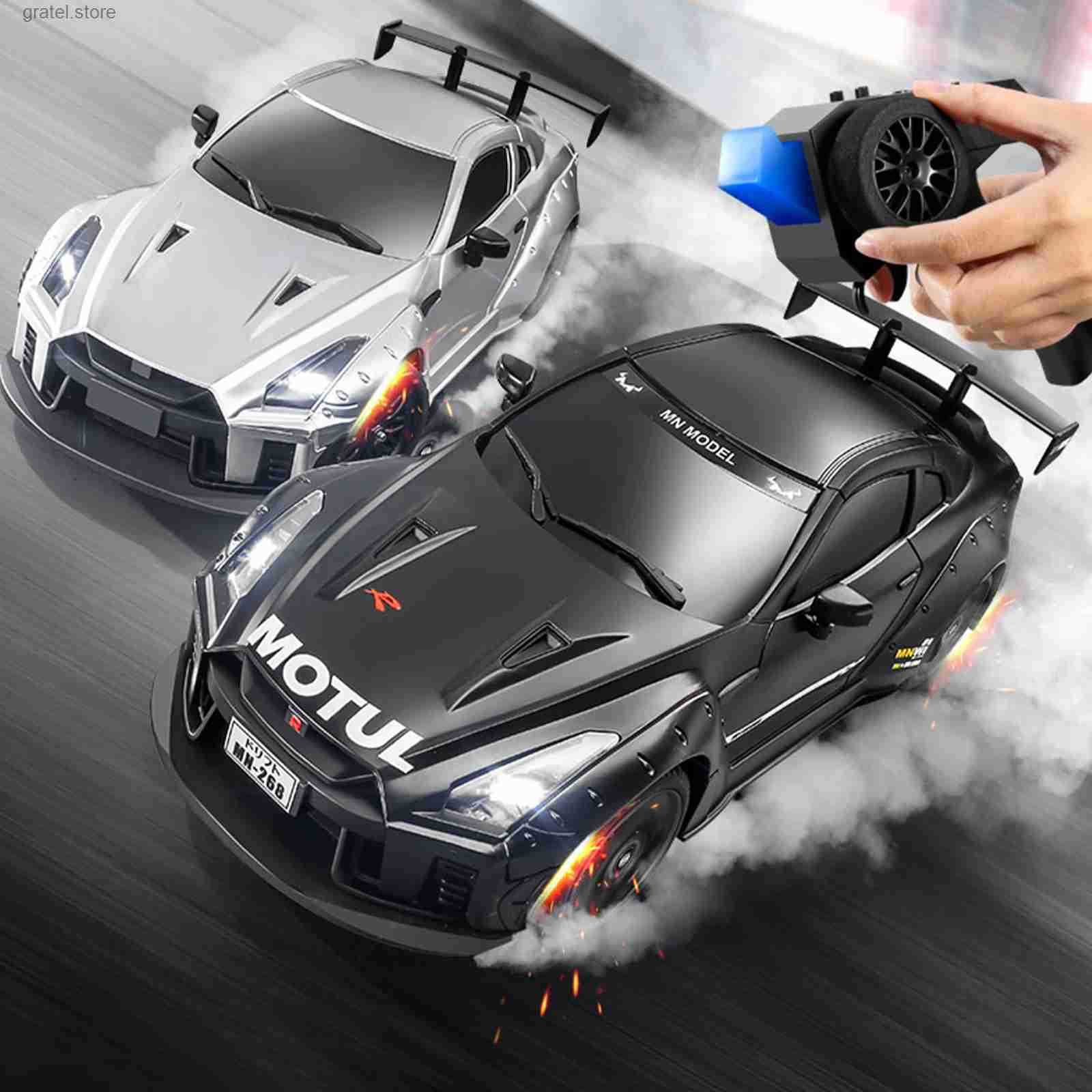 1/16 Scale RC Drift Car RWD with Gyro System 2-Speed Transmission LED Lights 2 Tire Sets Included L250625