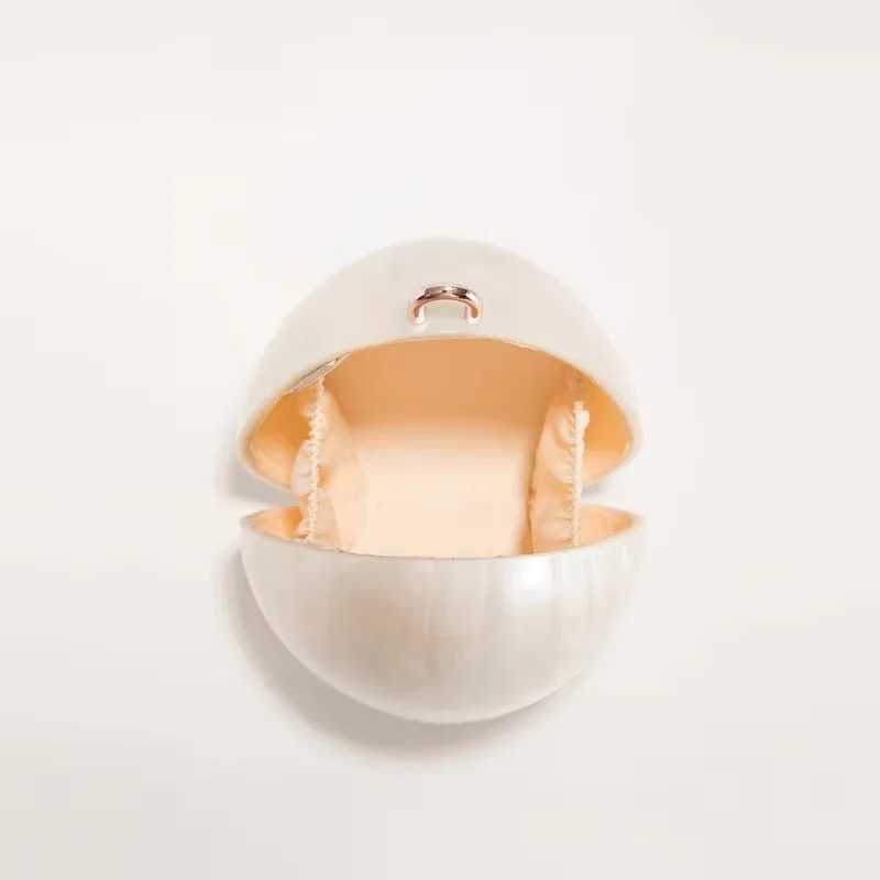 Women Mini Acrylic Egg Bag Cute Pearl Evening Clutch Bag with Beaded Strap For Wedding Party Luxury Purse And Handbag Designer M250625