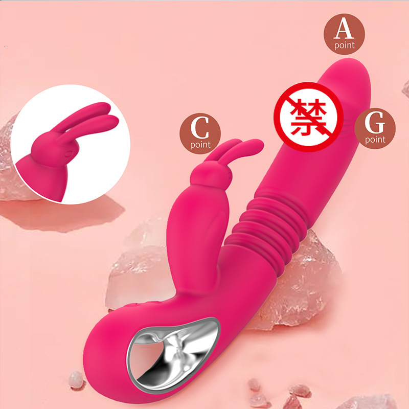 Haoqi Fun New Silicone Telescopic Heating Stick Rabbit Vibrator Female Masturbator Adult Sex Toy