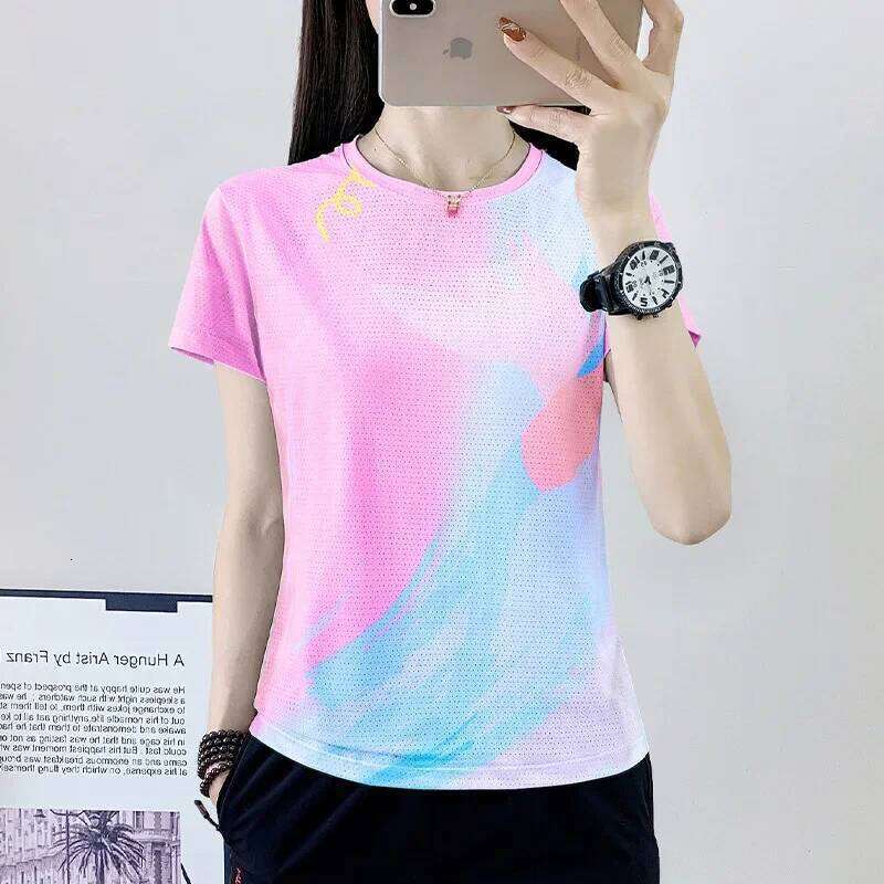 Quick Dry Summer Cool Women's Breathable Slimming Casual Simple Fashion Soft Comfortable Short Sleeve Crew Neck T-shirt