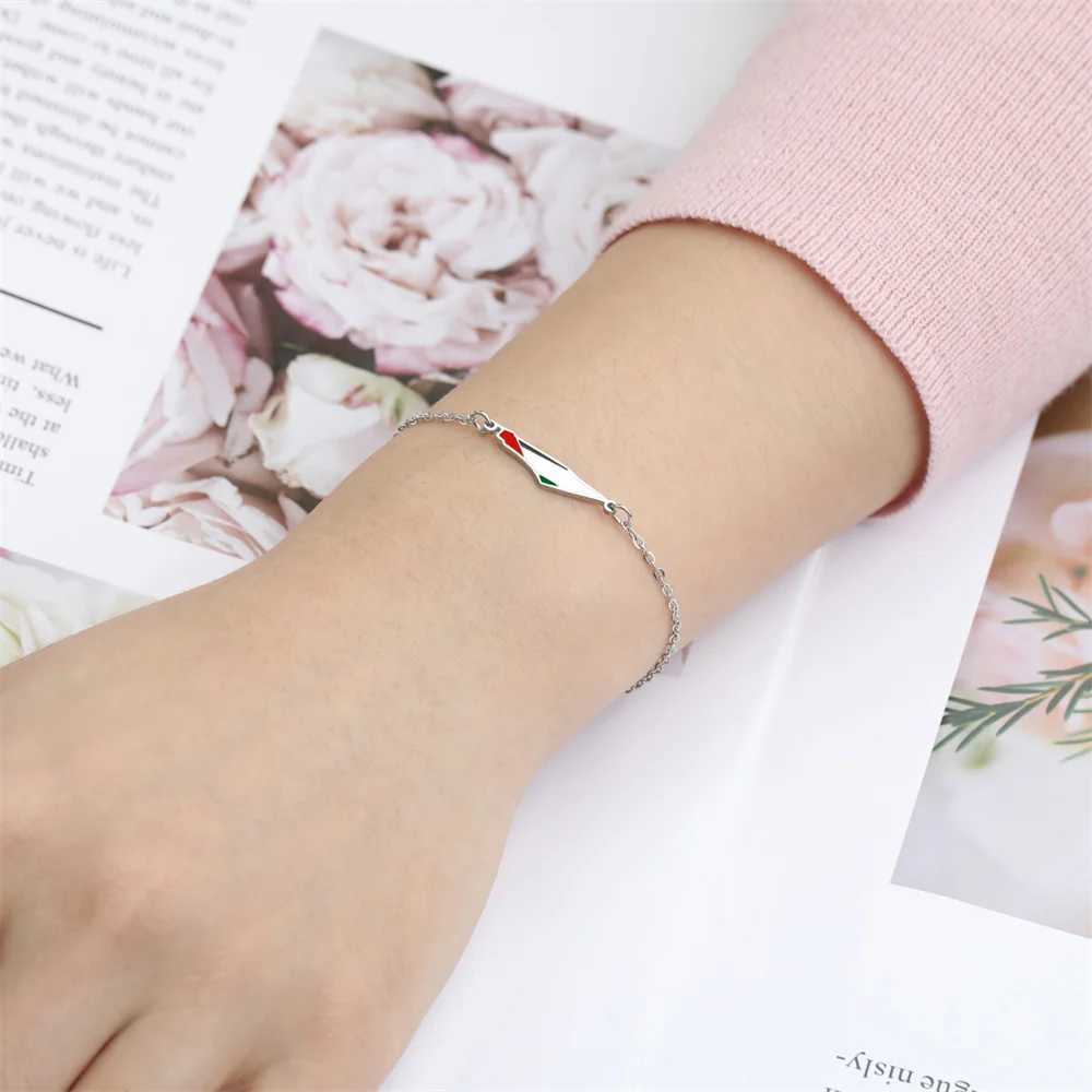 My Shape Palestine Map Flag Charms Bracelets for Women Stainless Steel Palestine Country Geography Map Pendant Bangle Jewelry X250625