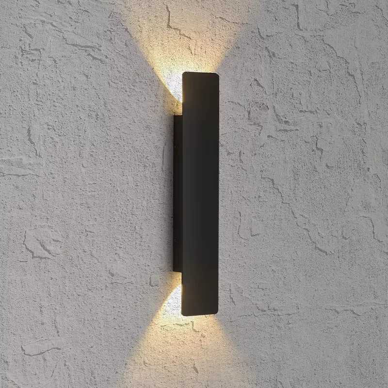 Outdoor Waterproof Wall Lamps Strip Aluminum Wall Lights 18W LED Black Wall Lamp Bedroom Exterior Outdoor Lighting FixturesXJ250624