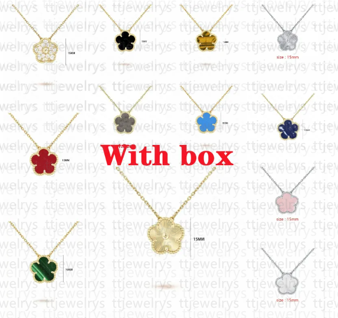 Four Leaf Necklaces Clover Jewelry Flower classics Designer Necklace 18K Gold Silver Rose Plate Agate Diamond Fashion luxury Charm Chain Wedding Gift Party