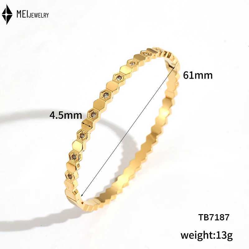 Light Luxury Style Flower Hexagonal Star Buckle Bangle Stainless Steel Jewelry Inlaid Cubic Zirconia Bracelet For Wen X250625