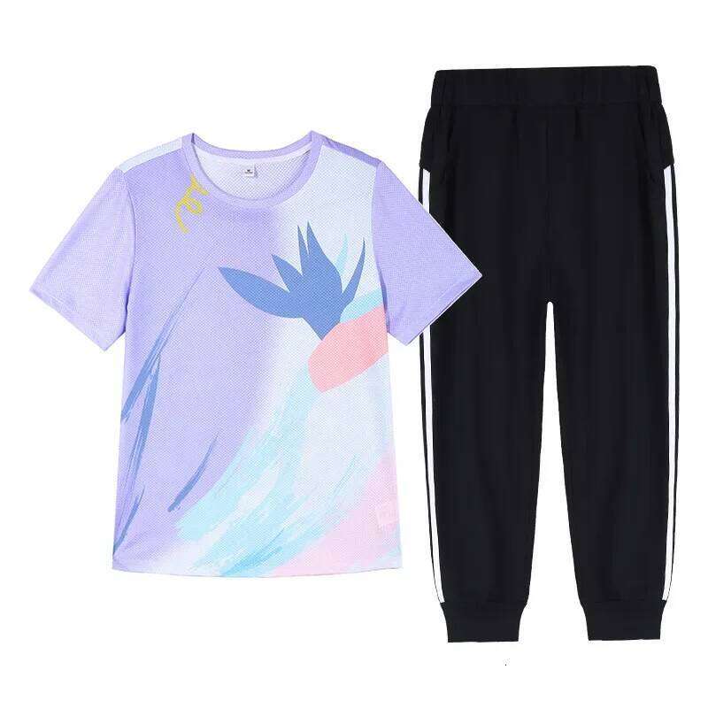 Quick Dry Ice Silk Running Shorts Women's Summer Sportswear Set Casual Short Sleeve Two Piece Suit Korean Style