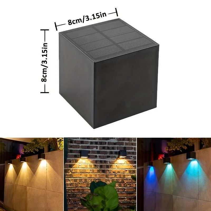 Outdoor Solar Wall Light 2 Lighting Modes Warm White/RGB Square Modern Solar Lights for House Porch Garden Patio Fence Decor XJ250624