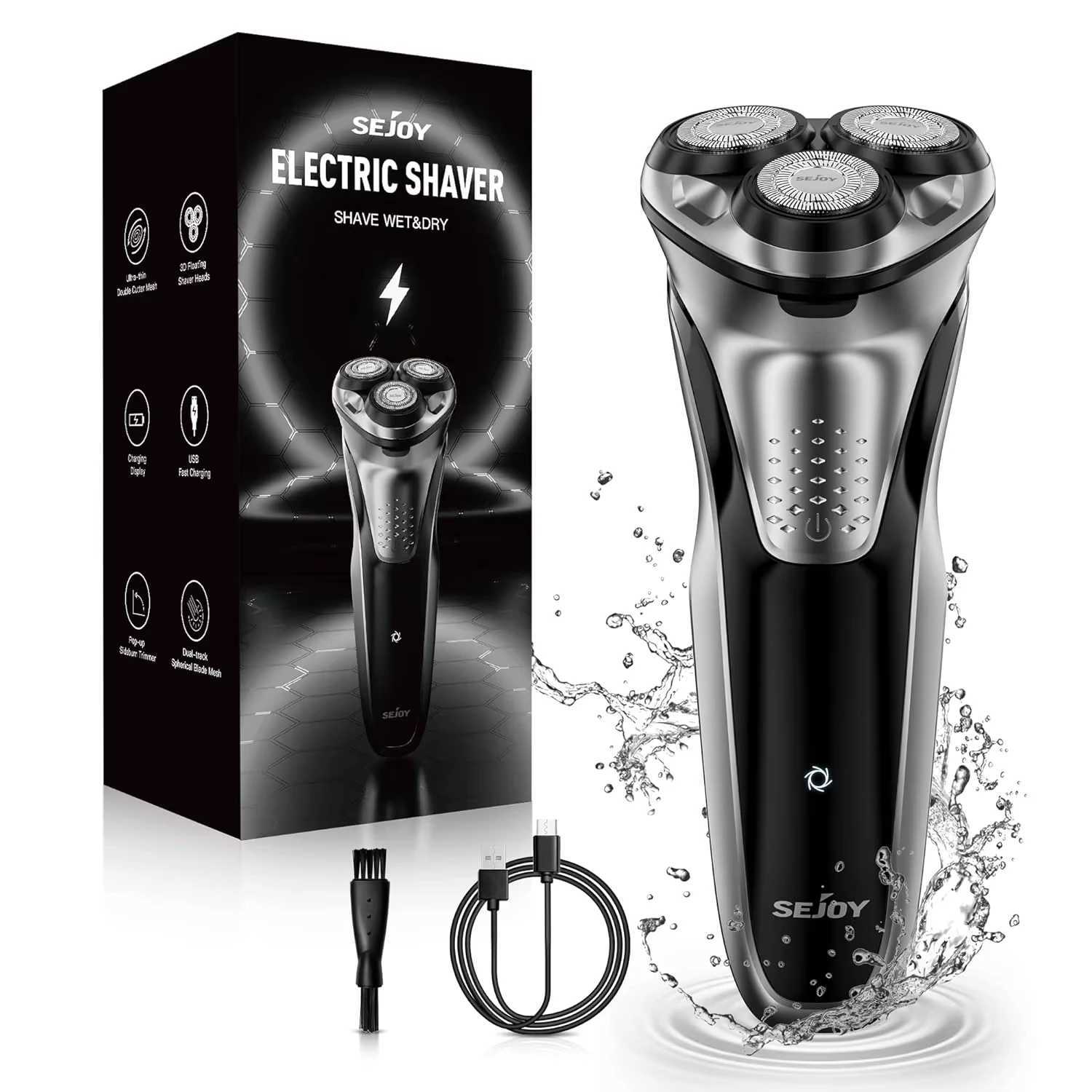 SEJOY Shavers for Mens Electric Razor Rechargeable Beard Trimmer PX7 Waterproof Wet Dry Shaving Machine W250625