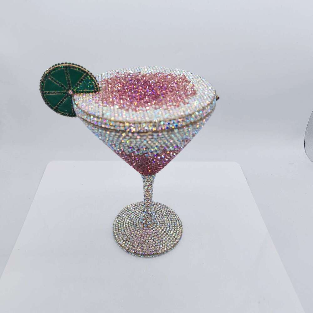 Hot Selling High Quality Goblet Shape Martini Tail Crystal Studded Dinner Clutch Rhinestone Women Evening Bag Designer Bags