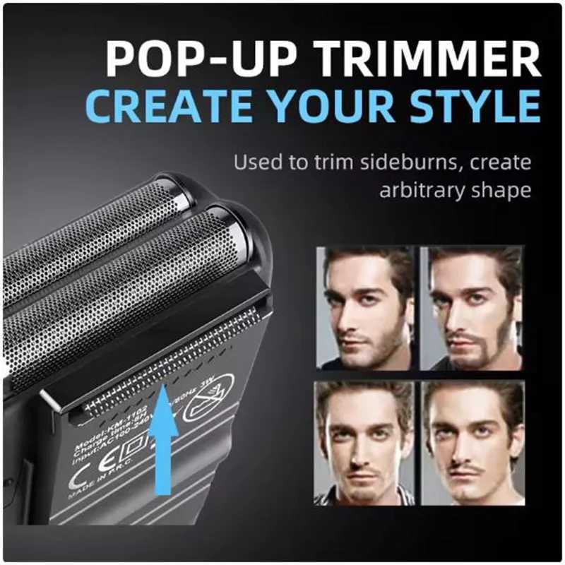 Kemei KM-1102 Hot Selling Electric Shaver for Men Foil Reciprocating Razor Double Blade Head Dry or Wet Shaving Hair/Beard Trimmer W250625
