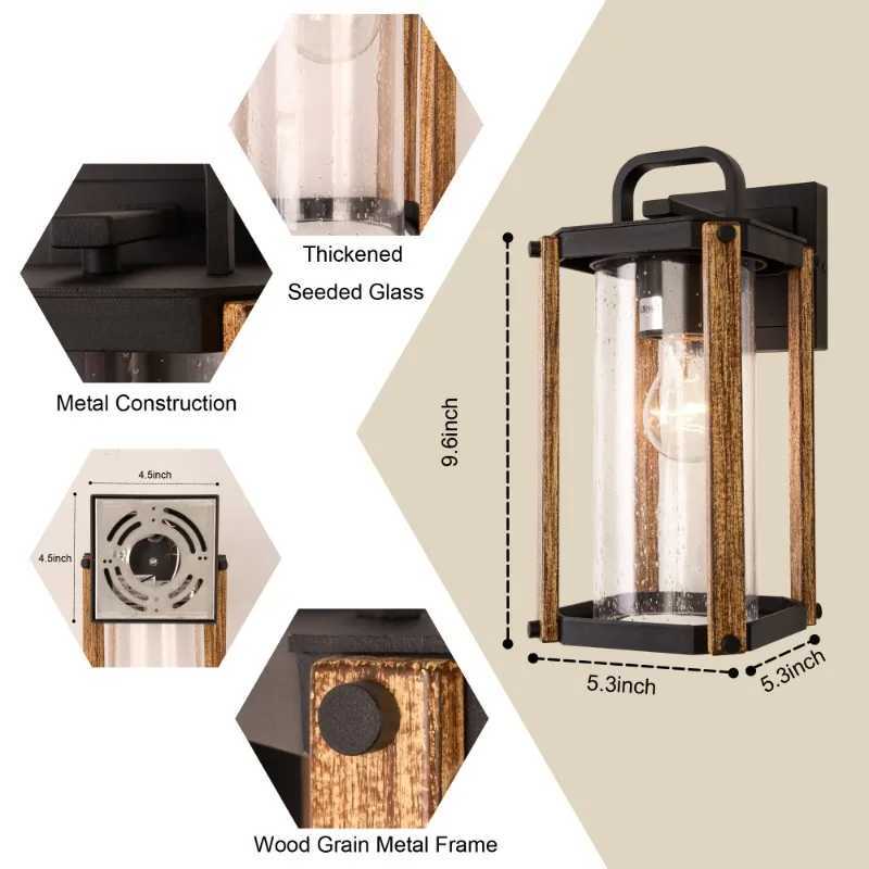 Outdoor Wood Grain Porch Lights Indoor Wall Light Wall Lamp for Front Door Yard Patio Garden XJ250624