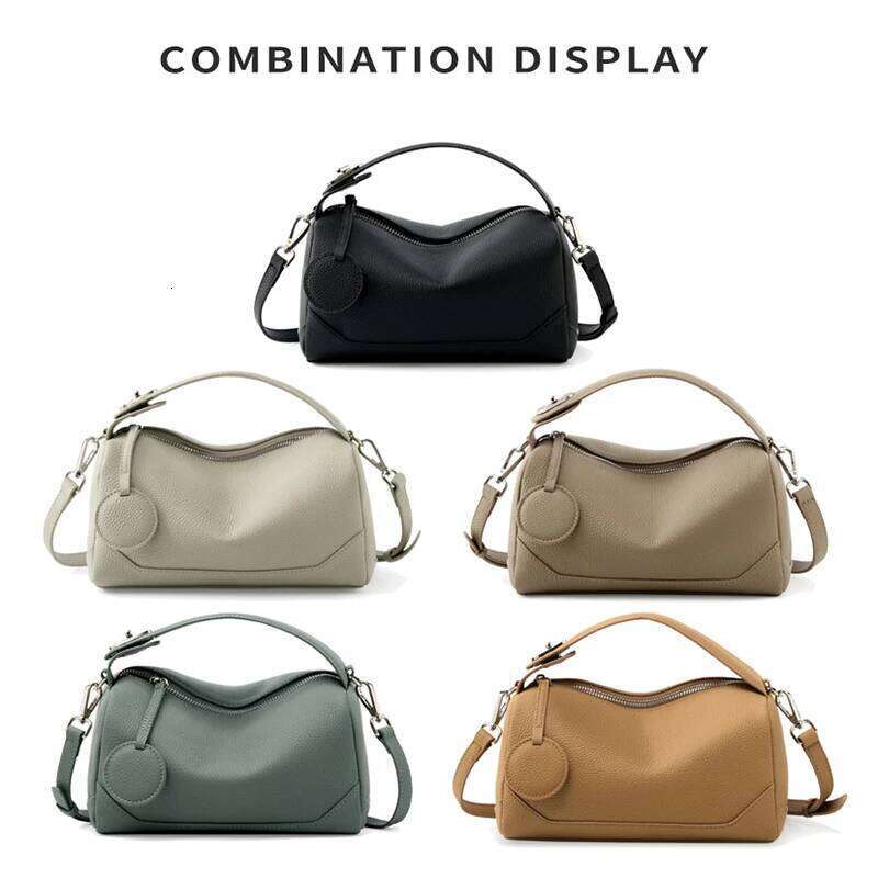 Luxurious Design Bags 2025 New Women's Genuine Leather Shoulder Vegetable Tanned Cowhide Handbag Boston Style Hand-held Underarm Bag for Ladies