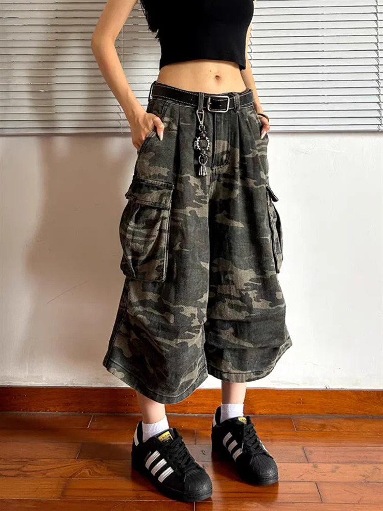 Womens Large Pocket n Camouflage Loose s Summer Street Cargo Shorts Young Girl Casual Bottom Female Calflength Pants 250616