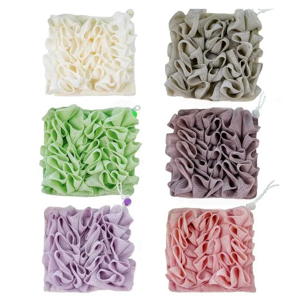 2-In-1 Bath Ball Towel Loofah With Drawstring Closure For Soap Soft Exfoliating Mesh Shower Sponge Body Srubber Bathing Tools R250625