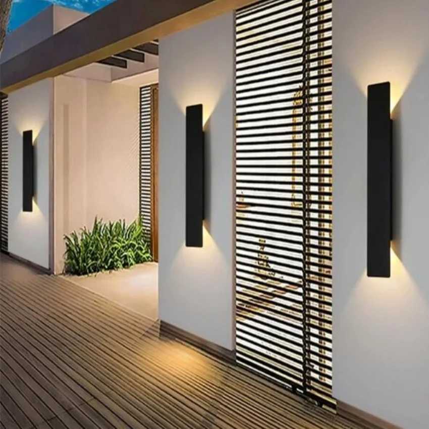 LED Wall Lamp Outdoor Waterproof Strip Wall Lights Porch Sign Lighting Courtyard Garden Decor Light Fixture Aluminum XJ250624