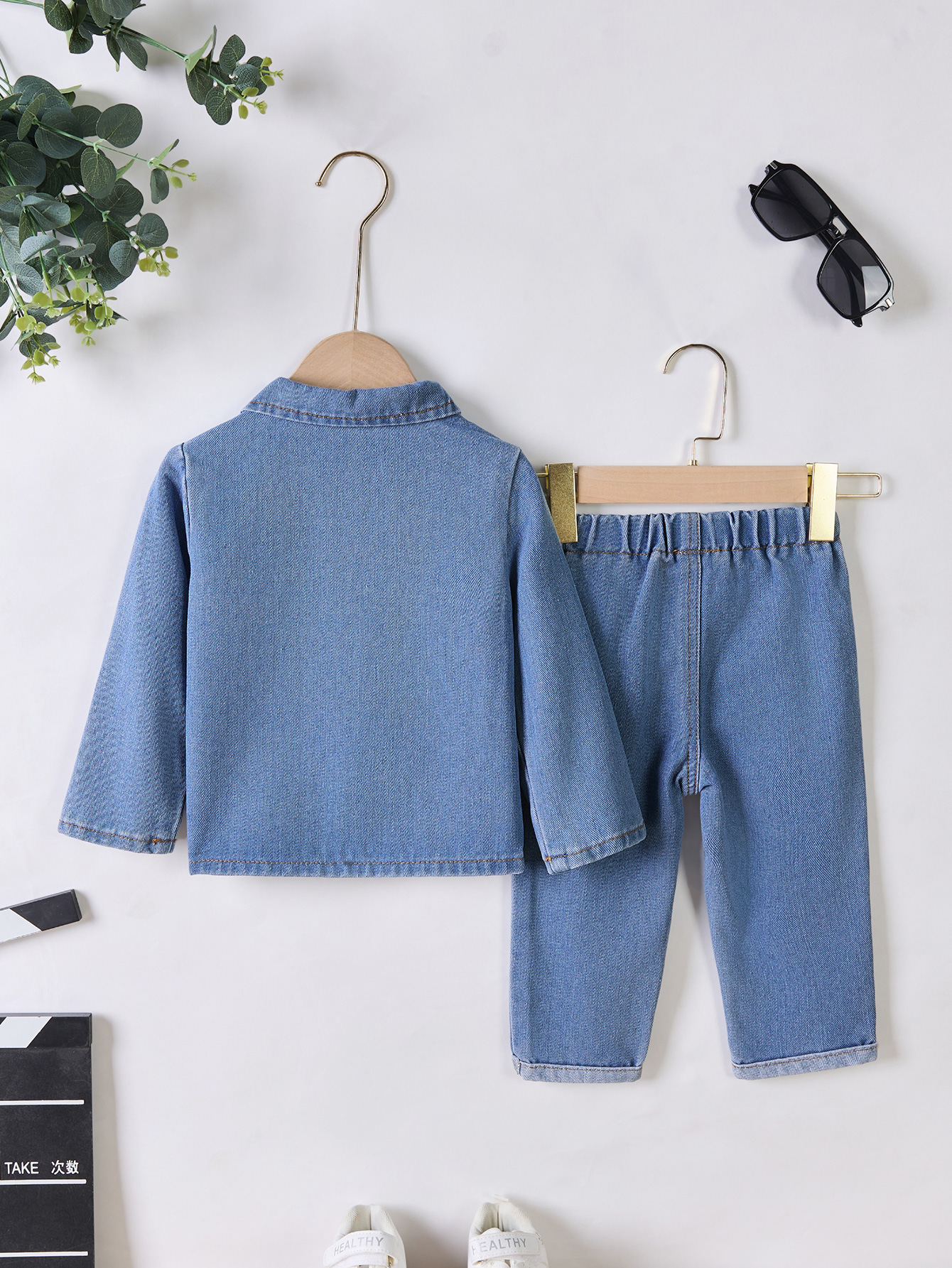Children's Spring-Autumn Denim Outfit - Long-Sleeve Jacket with Jeans Pants Set