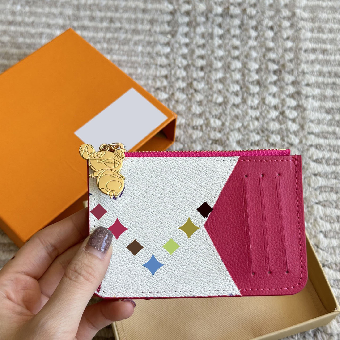 takashi murakami wallet Designer purse Womens Mens card holder Leather Colorful Luxury zippy wallets keychain id Business cardholder coin pouch key holder
