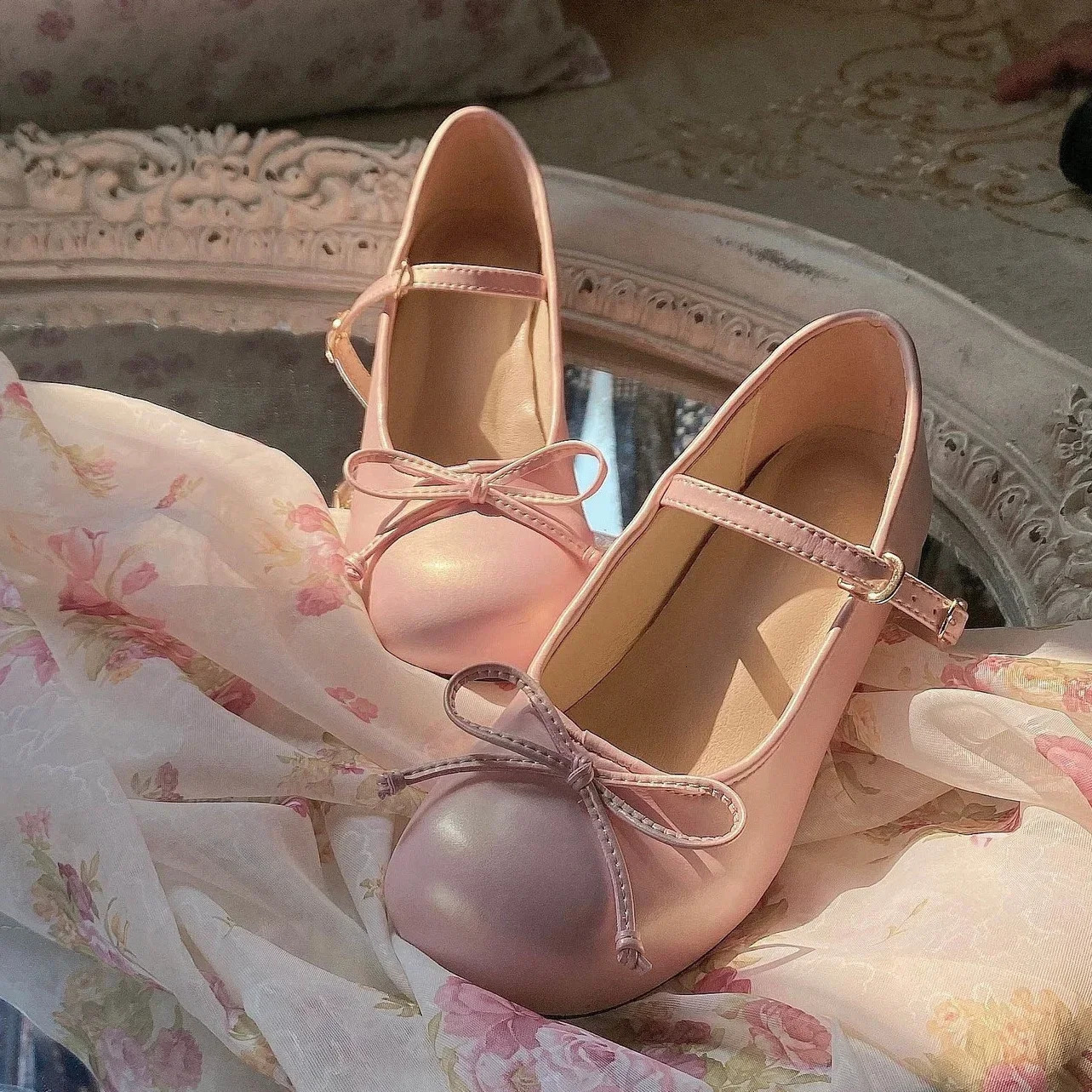 Japanese Cute Women Ballet Shoes Lolita Round Toe Bowtie Mary Jane Shoes College Ladies High Heels Elegant Pumps Wedding Shoes 250624