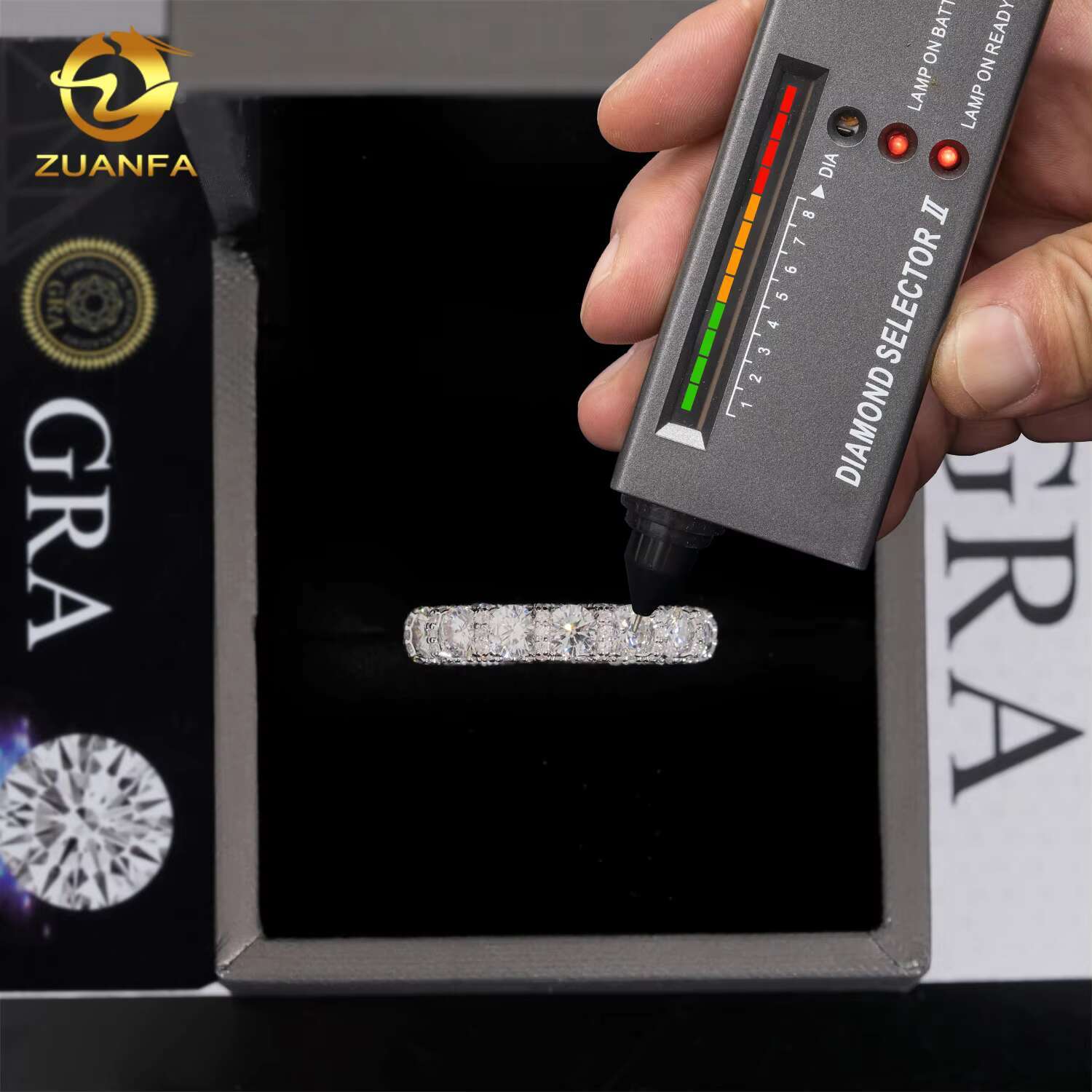 Fashion Moissanite Diamond Engagement Rings Eternity Hoop Ring Round Cut Diamond 925 Sterling Silver Iced Out Ring