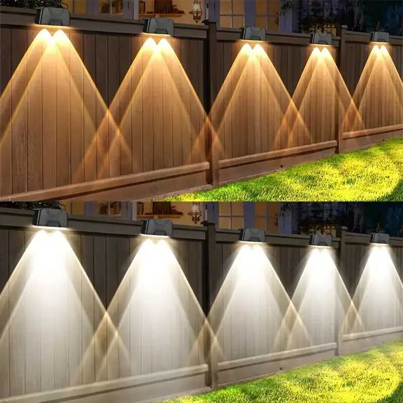 Solar Fence Lights Outdoor Wall Step Patio Solar Powered Lighting Plastic Energy-Efficient Light Sensor Flush Mount Path Lights XJ250624