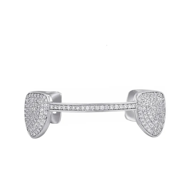 Hip Hop Iced Out Teeth Caps Bling Cubic Zircon Micro Pave Top Bottom Charm Grills Set For Men Women Jewelry Gift 250606