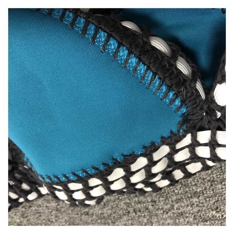 Female Blue Swimwear Black Crochet Elastic Bikini Set Sexy Women Handmade Crochet Purpleish Red Patchwork Swimsuit Knit Biquini XJ250624