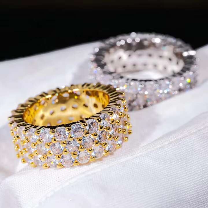 Iced Out VVS Moissanite Diamond Ring Sterling Silver S925 Classic Hip Hop Fine Jewelry Women Rings