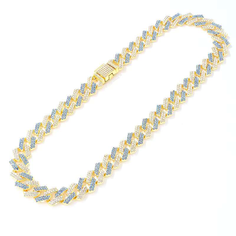 Wholesale Hot Fashion Gold Moissanite Iced Out Cuban Link Hip Hop Jewelry Necklace Chain for Men