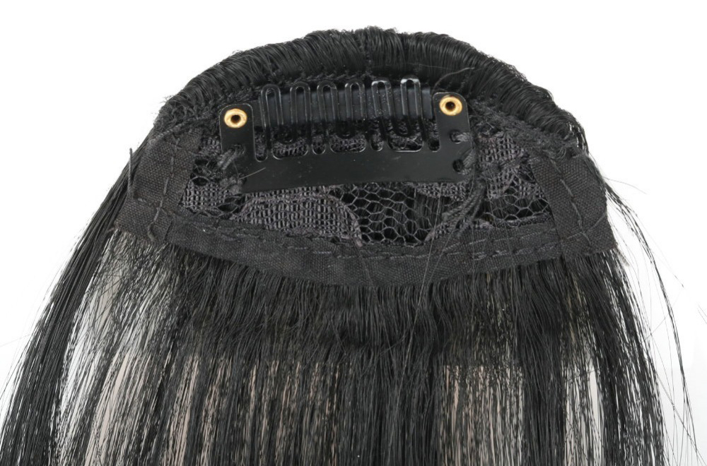 Synthetic Clip In Air Bangs Hair Extensions Short Straight Hairpiece Wig For Women Daily Use Hair Accessories