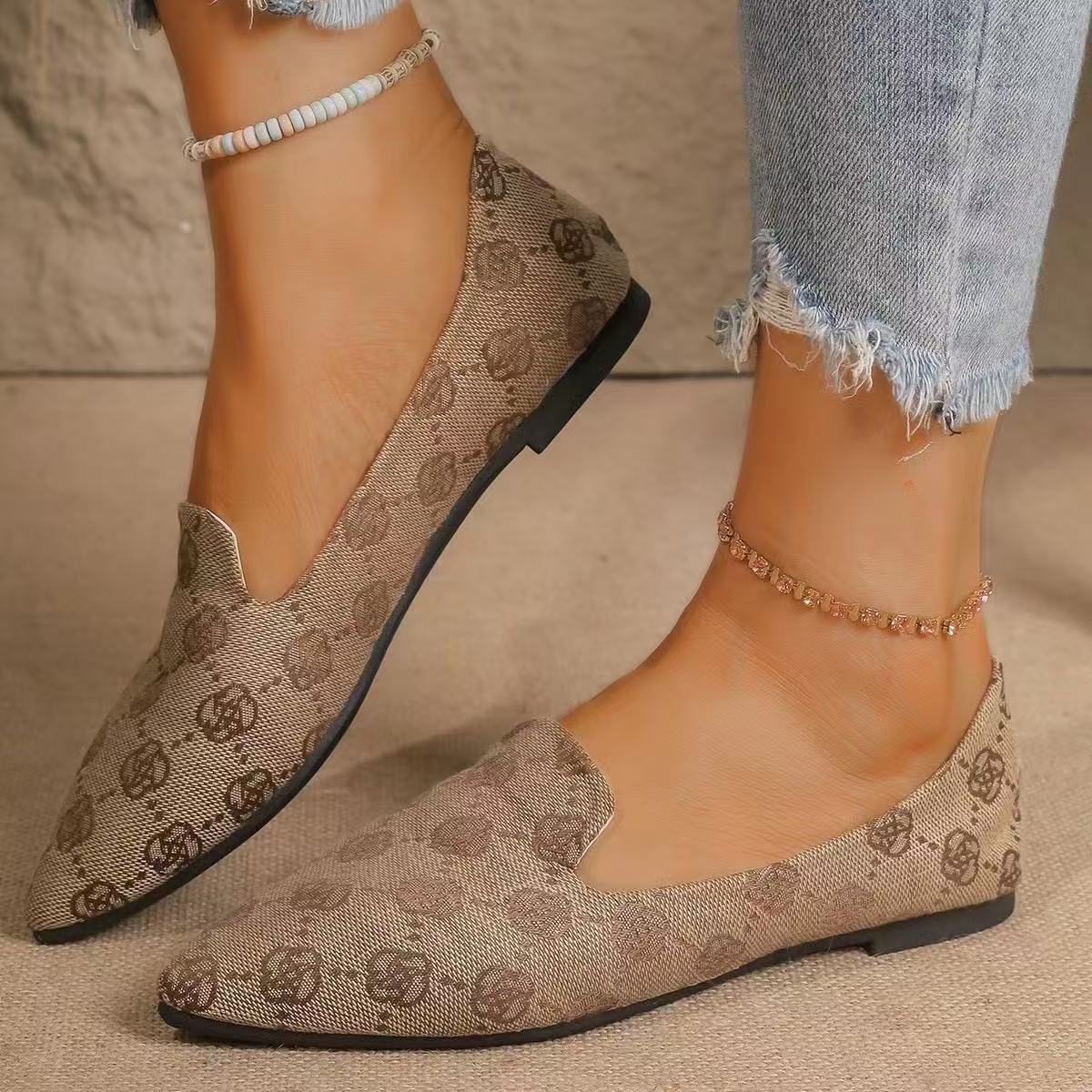 Sandals Women's Summer Fashion Pointed Toe Leopard Print Casual Breathable Slip-on Flat Outdoor Women Shoes 230404
