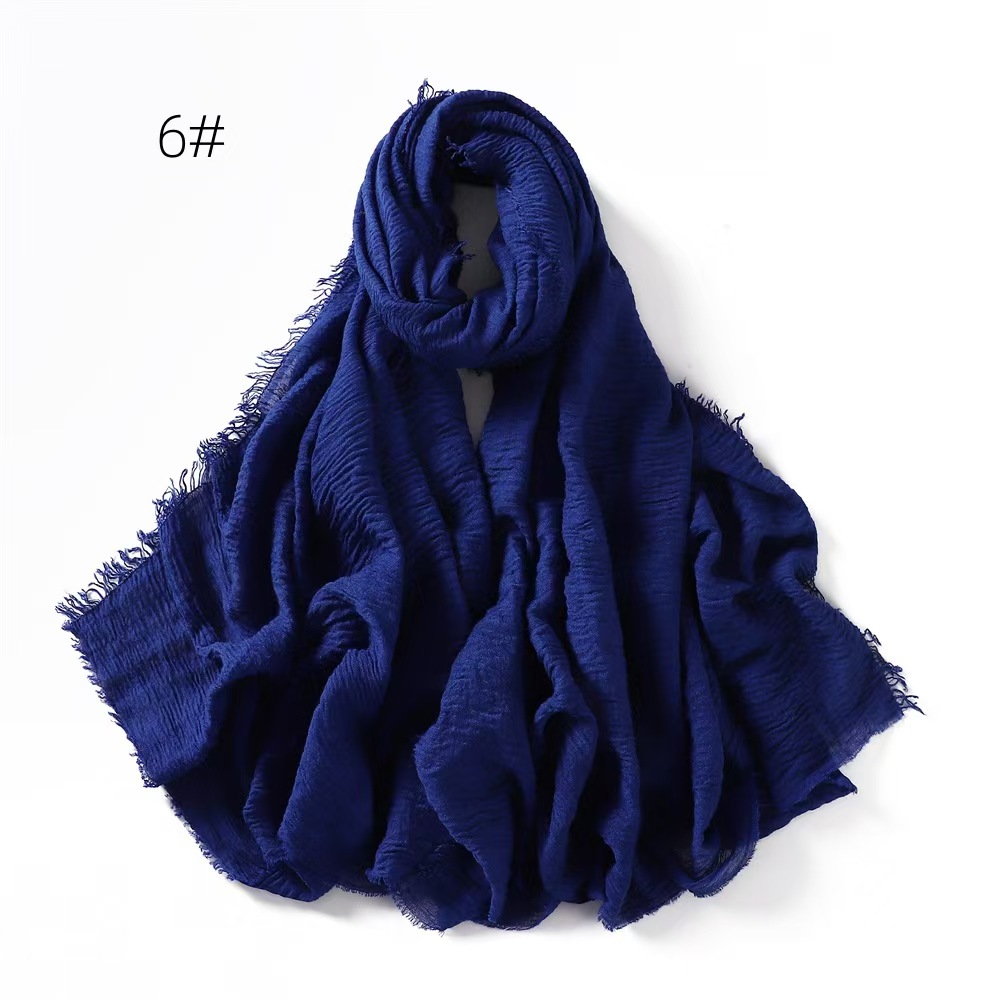 T1057 solid color cotton and linen breathable gauze scarf encrypted sunscreen female four-circle fringed shawl scarf