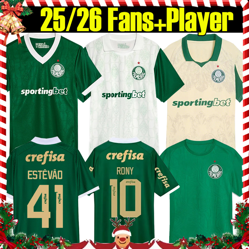 4XL 2025/26 ESTEVAO Soccer Jerseys LOPEZ LAZARO PAULINHO MAURICIO Home Away PaLmeIraes VEIGA RODRIGUES FABINHO WEVERTON Men Kids kit sets Football Shirts