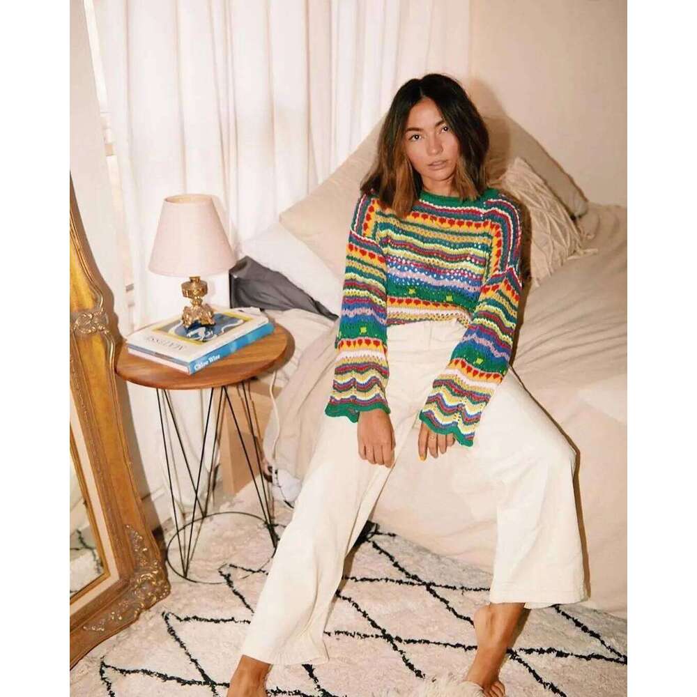 BOHO INSPIRED Colorful Chunky Crochet Sweaters women knitted jumper winter fashion SWEATER pullover hollow out sweater