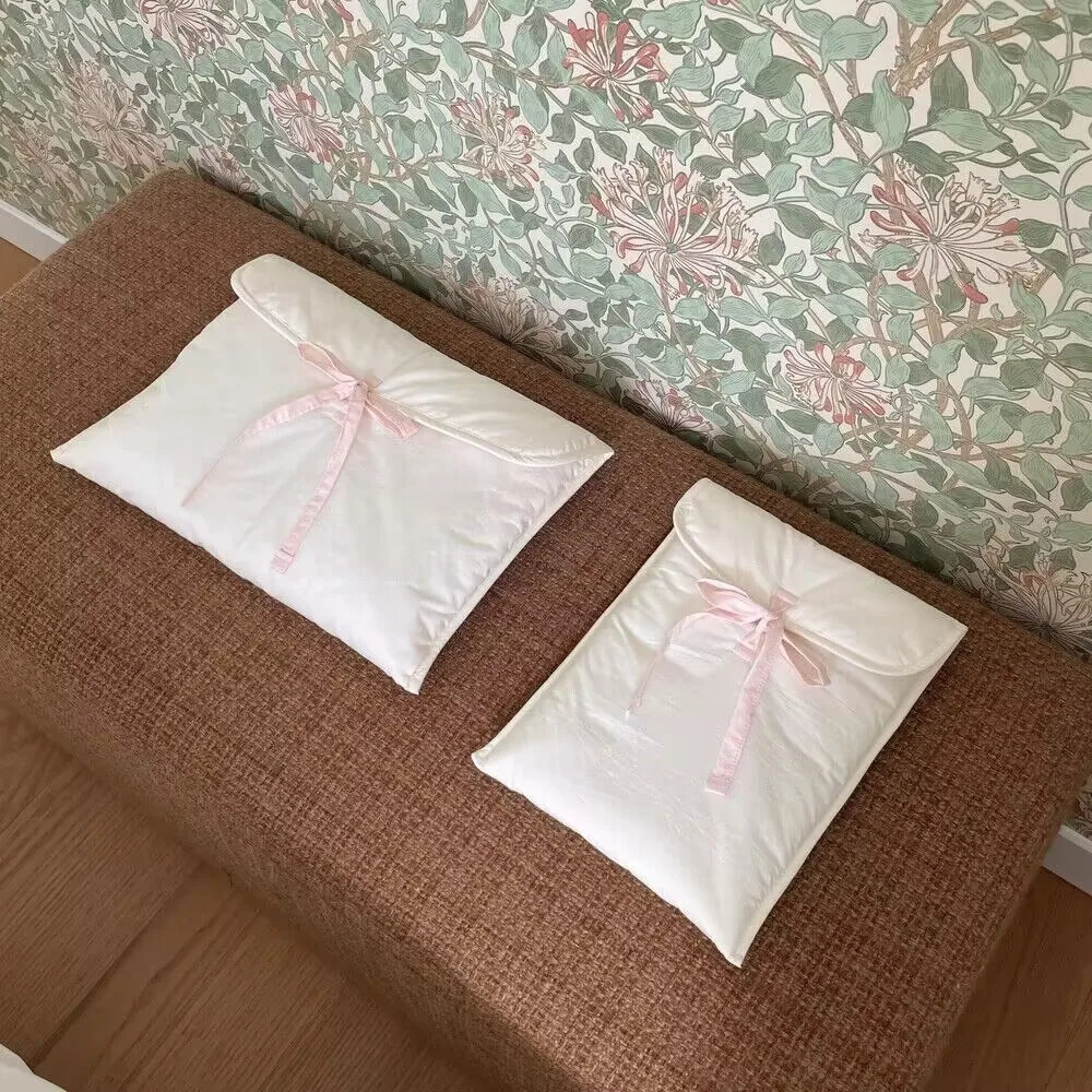 Bow Knot Computer Bag Black Pink Bow Tablets Computer Storage Handbag Women Korean Sweet Ballet Cosmetic Storage Pouch 250624