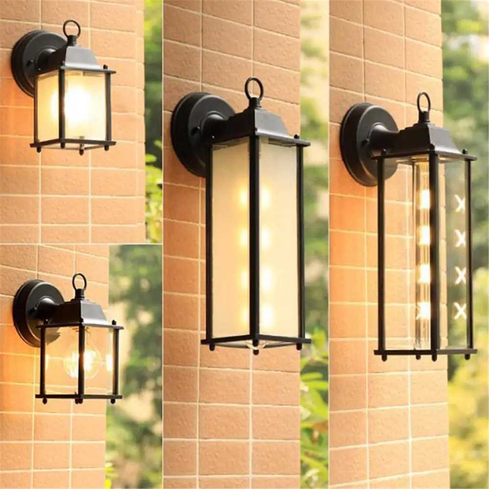 Minimalist E27 Wall Lamp Outdoor Waterproof Wall Light AC90-260V Glass Courtyard Garden Porch Corridor Lights Retro Wall SconcesXJ250624