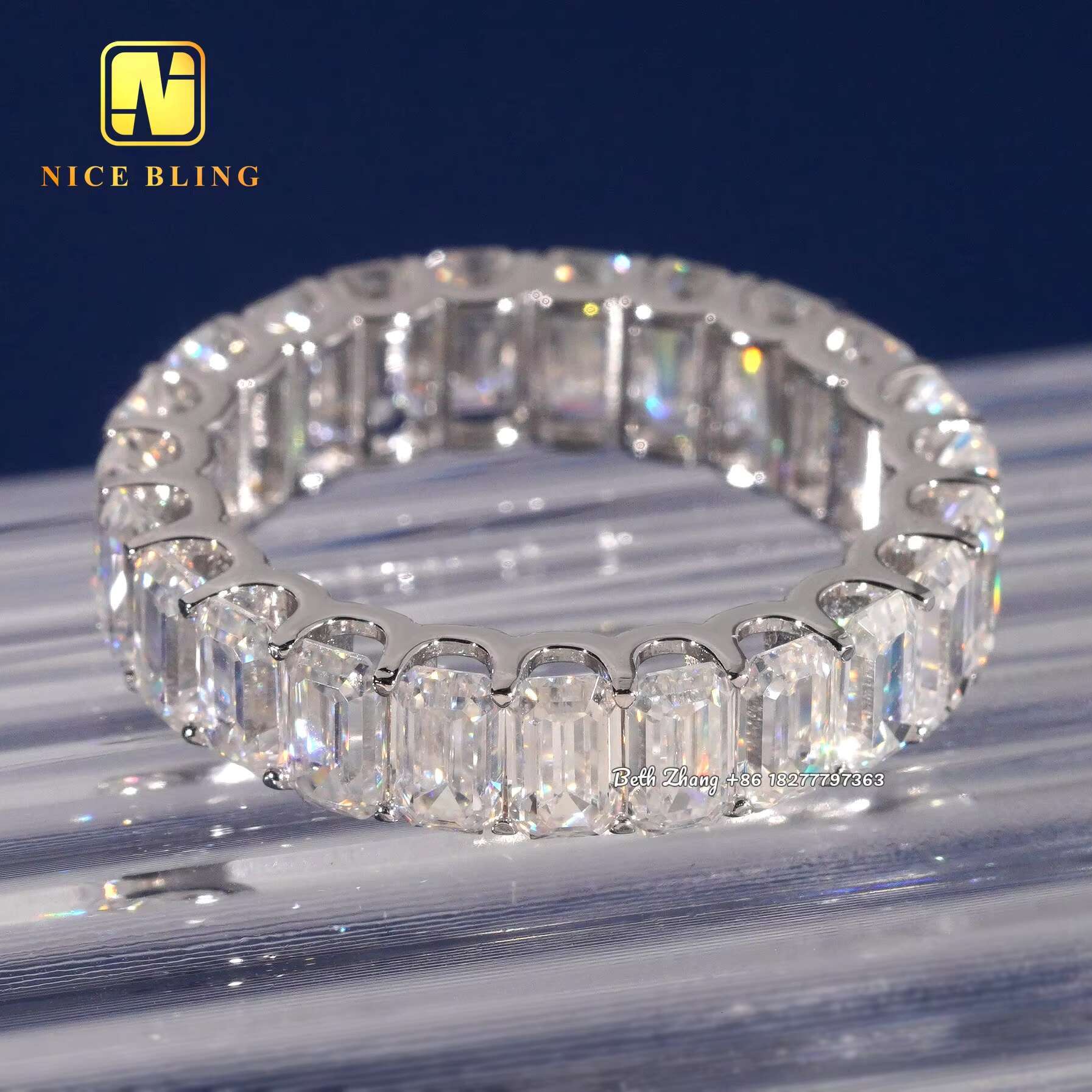 Luxury Emerald Moissanite Diamond Rings 925 Sterling Silver Engagement Ring Fashion Men Women Tennis Ring Wedding Bands