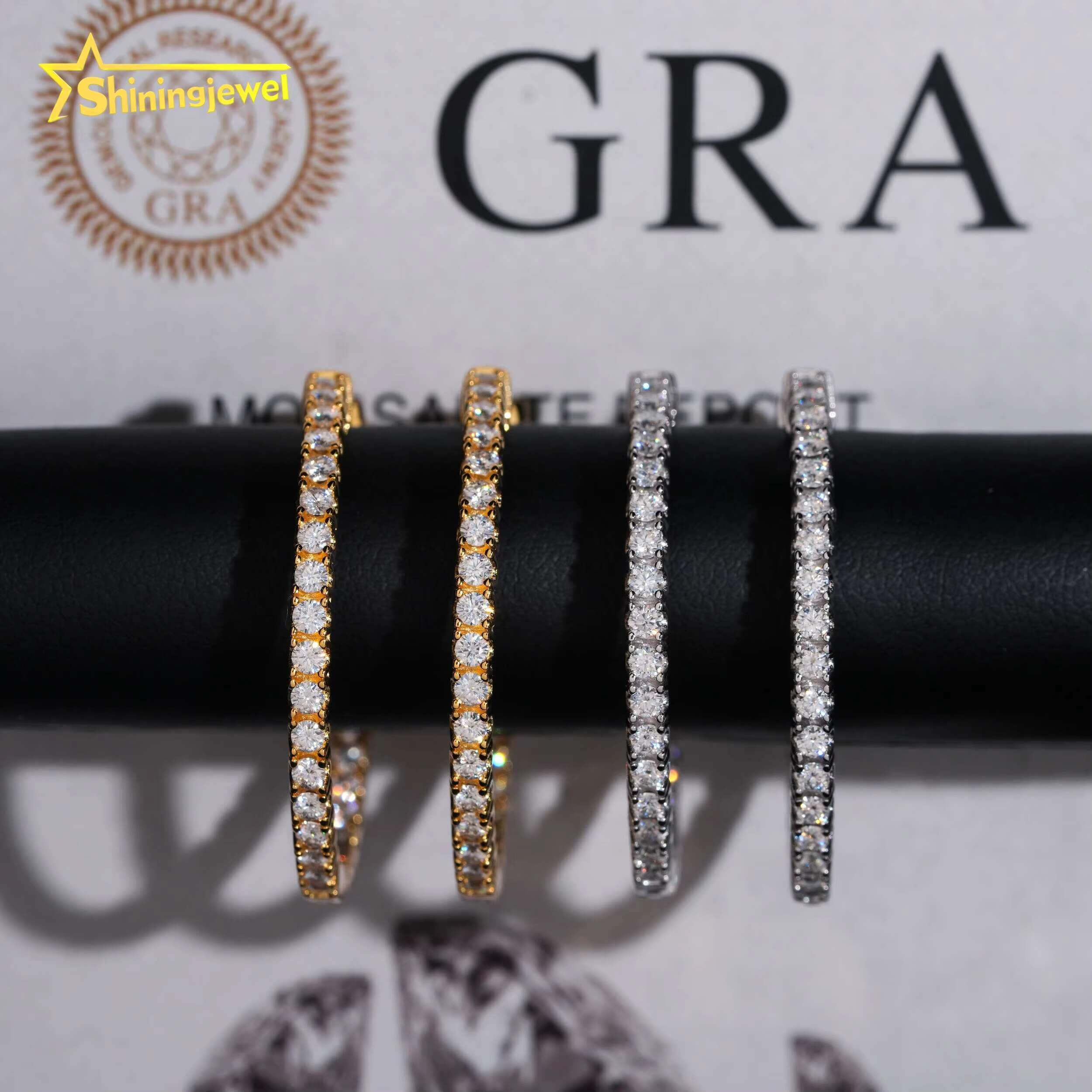 Pass Diamond Tester Women 2.0MM VVS Moissanite Earrings 925 Sterling Silver Gold Plated Hip Hop Diamond Hoop Earrings